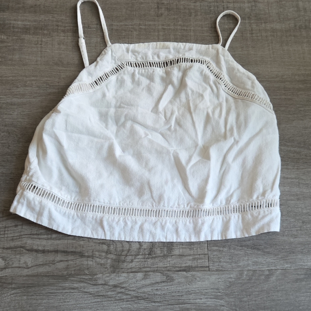 Abercrombie & Fitch White Knit Detail Top